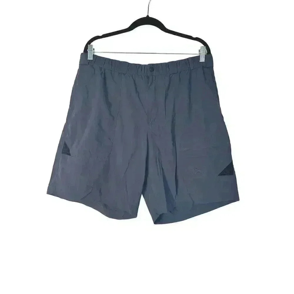 LL Bean Men's Size XL Gray Blue Cargo Mesh Lined Utility Shorts Belted Nylon